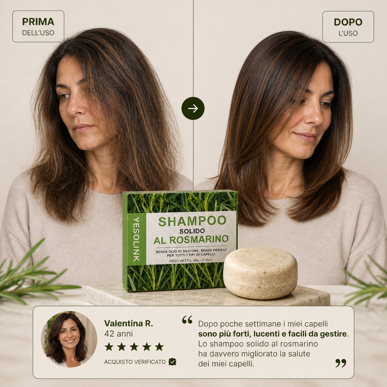 Shampoo solido rivitalizzante al rosmarino