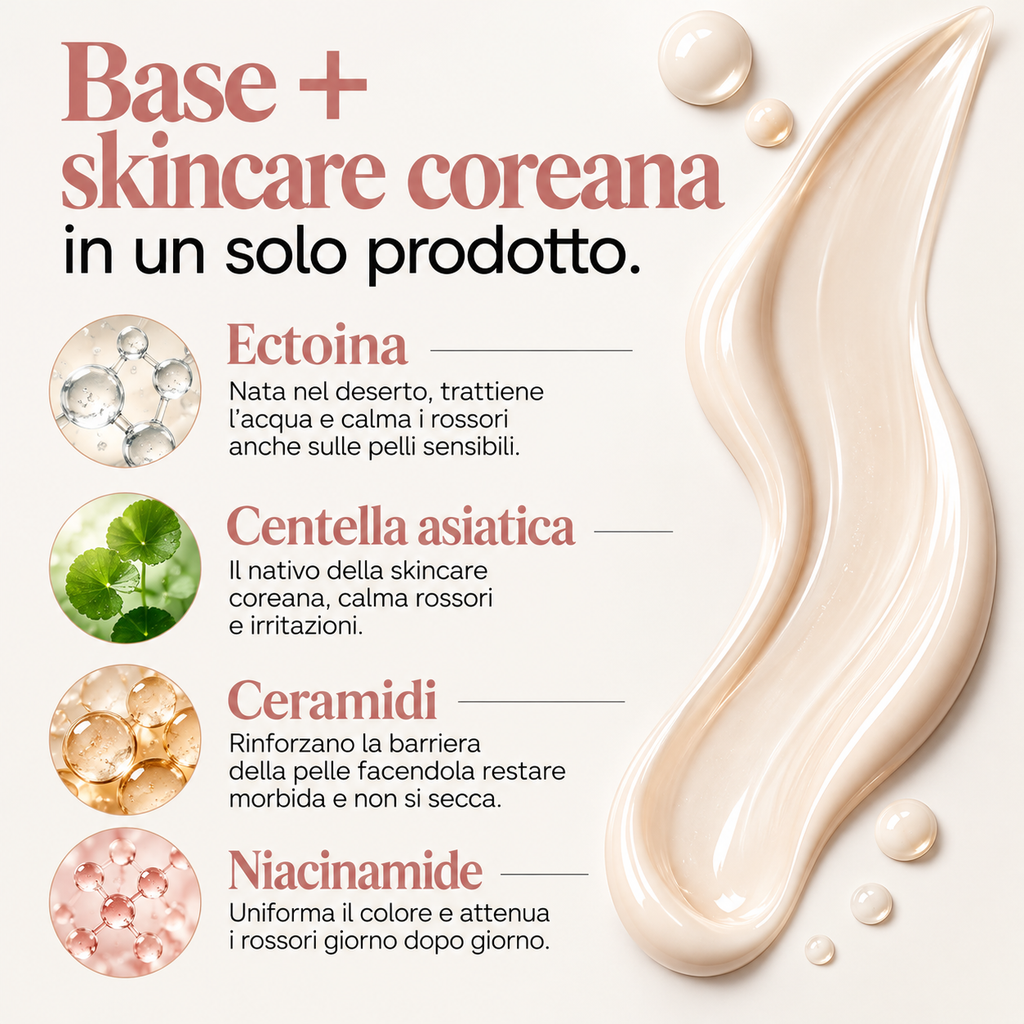 Omelia CC Siero | Fondotinta Coreano Idratante | Tonalità Adattiva ed Effetto Naturale Senza Maschera