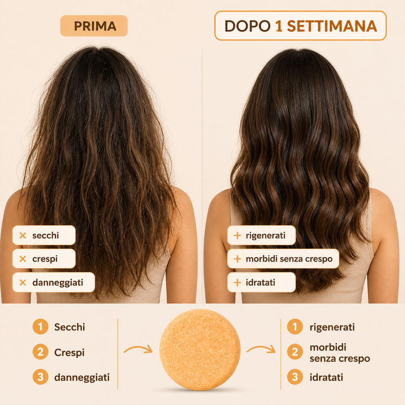 Shampoo solido per capelli secchi