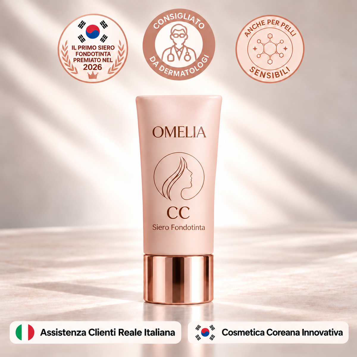 Omelia CC Siero | Fondotinta Coreano Idratante | Tonalità Adattiva ed Effetto Naturale Senza Maschera
